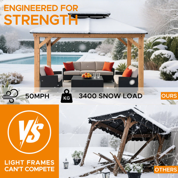 Sunjoy Hardtop Gazebo 11 X 13 Outdoor Cedar Framed Wood Gazebo With sunjoy-hardtop-gazebo-11-x-13-outdoor-cedar-framed-wood-gazebo-with